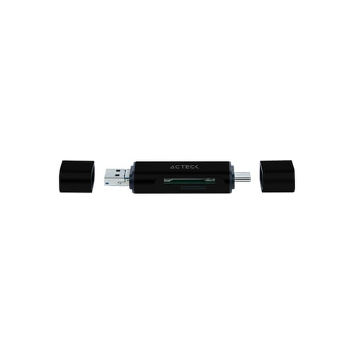 Lector de Memoria Dual Acteck AC-934824 DH450, MicroSD, SD, USB Tipo A, USB Tipo C, Color Negro