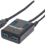 Hub USB 3.0 Manhattan 162302, Supervelocidad 4 Puertos con Adaptador de Energia