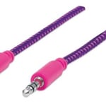 Cable de Audio Estereo 3.5 MM Macho a Macho Manhattan 352833 Textil de 1.8M, Rosa/Morado