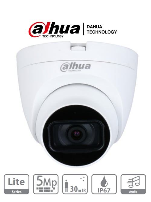 Camara Domo Dahua HAC-HDW1500TLQ-A 5MP/ Microfono Integrado/ Lente de 2.8MM/ IR de 30 MTS/ IP67/ Starlight/ CVI/ CVBS/ AHD/ TVI, DH-HAC-HDW1500TLQN-A-0280B-S2