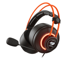 Diadema Audifono con Microfono USB Gamer 7.1 Cougar Immersa Pro Prix, Negro/ Naranja, 3H700U50C.0004
