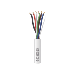Bobina de Cable de Cobre Genesis 3116-1012 6 X 18 AWG/Para Interior/Para Aplicaciones de Alarmas de Intrusion/Control de Acceso/Automatizacion/Interfonos y TV Porteros/305 M/Color Blanco