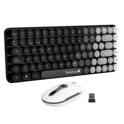 Kit De Teclado Y Mouse Inalámbrico TECHZONE COMBO GRADIENT BLACK TZACCBI17 ABS COMPACTO NEGRO CON GRIS