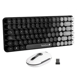 Kit De Teclado Y Mouse Inalámbrico TECHZONE COMBO GRADIENT BLACK TZACCBI17 ABS COMPACTO NEGRO CON GRIS
