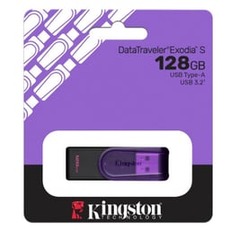 Memoria USB 3.0 128GB Kingston DataTraveler Exodia S/Con Tapa Giratoria/Morado/KC-U3C128-7TP