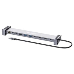 Docking Station USB-C Manhattan 190398/10 en 1/con MST para Doble Monitor 4K/Aluminio/Color Plata