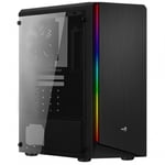 Gabinete Aerocool Rift RGB, Media Torre Con Ventana de Cristal Templado, Sin Fuente, ATX/ Micro ATX, Color Negro, 4718009153141