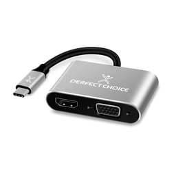 Cable Adaptador USB-C A HDMI1+VGA PERFECT CHOICE PC-101284/Negro-Gris