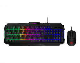 Kit Teclado Y Mouse Alámbrico Gamer MSI FORGE GK100 COMBO US USB / RGB / Óptico / 7 Botones / 640DPI / Ingles / Negro