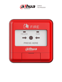 Pulsador de Alarma de Incendio Dahua DHI-HY-1200 con Diseño de 2 Hilos/Microprocesador Incorporado/Consumo Ultra Bajo/Con Base de Instalación