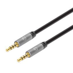 Cable Auxiliar de Audio 3.5MM Manhattan 355988 Macho-Macho/1M/Chapados en Oro/Negro-Plata