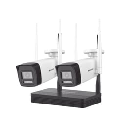 Kit IP Inalámbrico Hikvision NKS424W0H 4mpx / NVS 4 Canales / 2 Cámaras Bala Para Exterior / 2.8mm Y Dual Light / Audio Bidireccional / Soporta MicroSD