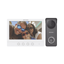 Kit de Videoportero Hikvision DS-KIS213/1MP TurboHD/Pantalla LCD a Color 7"/Frente de Calle para Exterior de Metal/117° de Visión Gran Angular