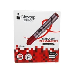 Caja Con 12 Piezas de Marcadores Permanentes Nextep NE-075 de 4 mm/Punta Gruesa/Rojo