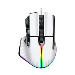 Mouse alámbrico Game Factor MOG602-WH gamer / RGB / color blanco / USB / 19000 DPI / 8 botones