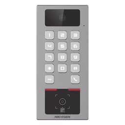 Teclado Con Lector Fisico De QRS Hikvision DS-K1T502DBWX-CQR-E1, Antivandalico / IP65 / IK09 / Con Funcion De Videoportero Multiapartamento / Tarjeta / Codigo QR / PIN O App Hikconnect / De 2 MPX / Compatible Con NVRS