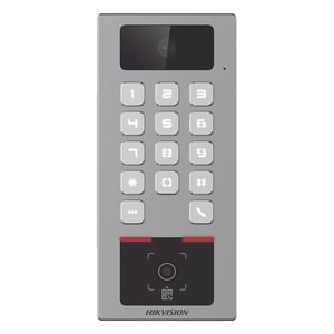 Teclado Con Lector Fisico De QRS Hikvision DS-K1T502DBWX-CQR-E1, Antivandalico / IP65 / IK09 / Con Funcion De Videoportero Multiapartamento / Tarjeta / Codigo QR / PIN O App Hikconnect / De 2 MPX / Compatible Con NVRS