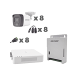Kit TurboHD 1080P Hikvision KH1080P8BFH DVR 8 Canales Con Audio Por Coaxitron/ 8 Camaras Con Microfono Integrado 101° Vision/ Luz Blanca + IR Vision Nocturna