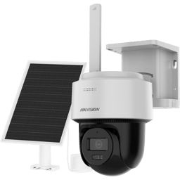 Kit Solar IP PT All in One Hikvision DS-2CFSP4/4G/LA/4MPX/Lente 2.8MM/Panel Solar/Bateria de Respaldo de Litio 9000MAH/Conexion 4G/Audio de Dos Vias/Dual Light/IP66/Micro SD