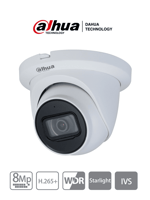 Camara Domo IP Dahua DH-IPC-HDW2831TMN-AS-0280B-S2 8MP/ 2.8MM/ 105° Apertura/ IR 30 MTS/ H.265/ IP67/ Microfono Integrado/ POE
