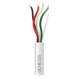 Bobina de Cable de Cobre de 152 MTS Genesis 2115-5501/500, 4X18 AWG, Riser, Para Interior, Color Blanco, Para Aplicaciones de Alarmas de Intrusion, Control de Acceso, Automatizacion, Interfonos y TV Porteros