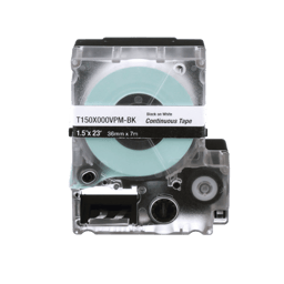 Casete de Etiquetas de Vinilo Panduit T150X000VPM-BK Cinta Continua/Color Negro sobre Blanco/Interior/Exterior/36mm x 7.6m de Largo