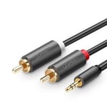 Cable Adaptador de 3.5MM Macho a 2 RCA Macho, Ugreen 10512, 3 Metros, Blindaje Multiple, ABS, Alta Calidad, Color GRIS