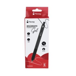 Caja C/6 Piezas de Bolígrafos Nextep NE-062NS de Gel/0.5 mm/Fino/Negro