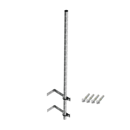 Mástil de 3 m de 1-1/4" diámetro ced. 30 con Herrajes para Sujeción a Pared., SMR-P1