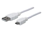 Cable USB 2.0 A Macho/ Micro-B Macho Manhattan 323987 de 1Metro, color Blanco