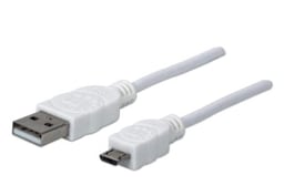 Cable USB 2.0 A Macho/ Micro-B Macho Manhattan 323987 de 1Metro, color Blanco