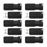 Memoria USB Flash 32GB Verbatim 70062 PinStripe, Color Negro 10 Pack
