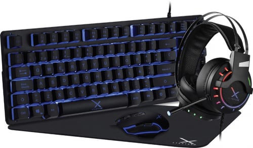 Kit Gamer Teclado, Mouse, Audifonos y Mousepad Xzeal XST-200 RGB USB Negro, XSAKGA1B