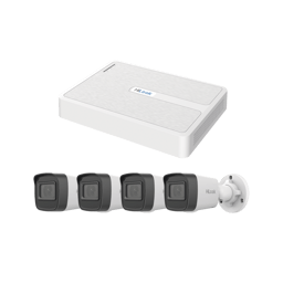 Kit IP NVR 8 Canales Hilook KIPH4B/2MP/8 Puertos POE/4 Camaras IP Bala/H.265+/H.265/Blanco