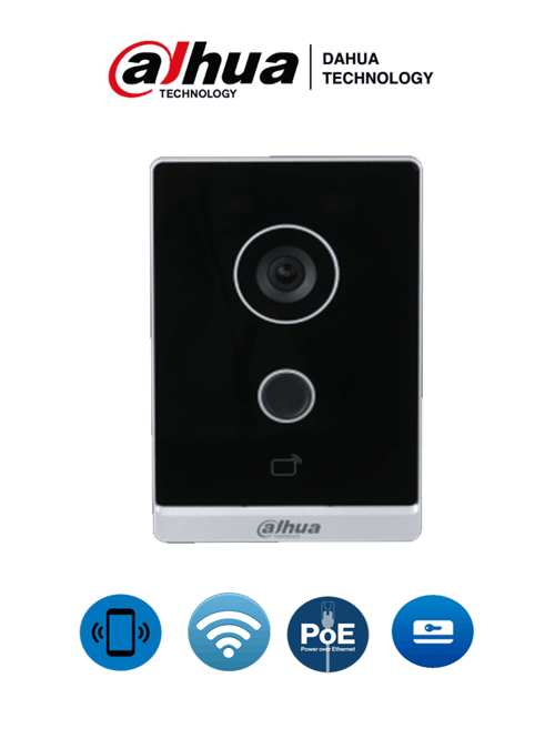 Frente de Calle Dahua VTO2211G-WP WIFI Independiente/ 2MPX/ 125° de Apertura/ IP65/ POE/ E&S de Alarma/ Hasta 10,000 Tarjetas