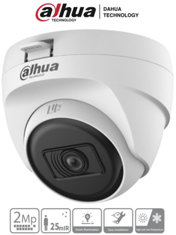 Camara Domo Dahua DH-HAC-T1A21N-U 2MPX/Lente 2.8MM/100 Grados de Apertura/IR 25M/Uso Interior