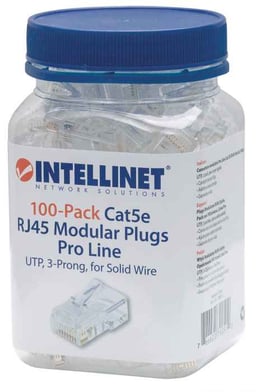 100 Piezas de Plugs RJ-45 CAT5E UTP Solido Intellinet 790512 Transparente