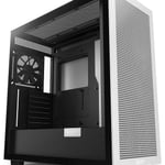 Gabinete NZXT H7 Flow MT Con Ventana, Midi-Tower, Mini-ITX/ Micro-ATX/ ATX/ EATX,/ Gamer/ 2 Ventiladores/ USB 3.0, Sin Fuente, Negro-Blanco, CM-H71FG-01