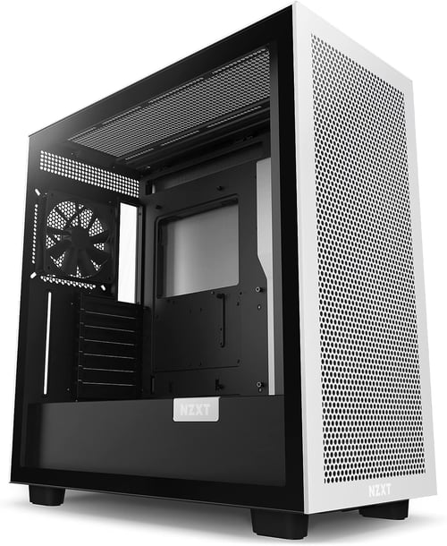 Gabinete NZXT H7 Flow MT Con Ventana, Midi-Tower, Mini-ITX/ Micro-ATX/ ATX/ EATX,/ Gamer/ 2 Ventiladores/ USB 3.0, Sin Fuente, Negro-Blanco, CM-H71FG-01