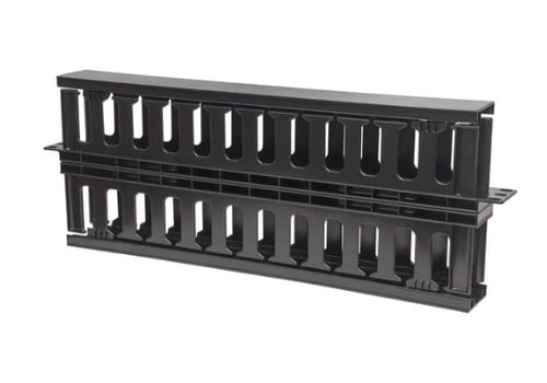 Organizador de Cables Horizontal Para Montaje en Rack 19" Intellinet 714655 1U/ Doble Cara con Cubiertas/ Negro