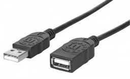 Cable USB-A Macho A USB-A Hembra MANHATTAN 308519 DE 1M/Color Negro