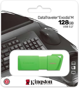 Memoria USB 128GB Kingston KC-U2L128-7LG Datatraveler Exodia M, USB 3.2, Color Verde