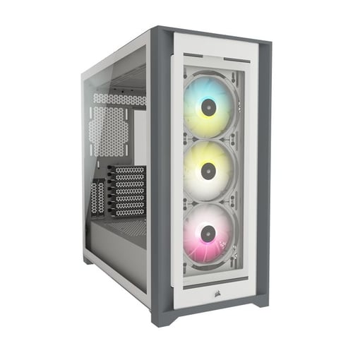 Gabinete Corsair iCUE 5000X RGB / Vidrio Templado / ATX / USB 3.0 / 3 Ventiladores / 120mm / Midi Torre / Color Blanco / CC-90112013-WW