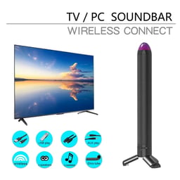 Bocina Inalambrica BS-35 Bluetooth / USB / Negro / Tipo Misil Con Potencia De 10W X2 / 2000MAH / RGB / Ideal Para TV O Computadora