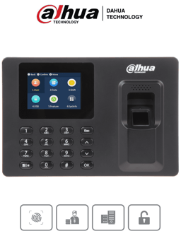 Control de Asistencia Dahua ASA1222E Con Pantalla 2.4"/1000 Usuarios/2000 Huellas/1000 Passwords/100,000 Registros/Color Negro