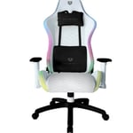 Silla Gamer Balam Rush BR-935920 Lightning Frost RGB LED, color blanco, 120kg, ajuste 2D vinipiel, ajustable 180°.