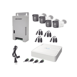 KIT DVR 4 Canales Hilook HL-1080P-4B-TWA 1080P/Audio Bidireccional/TurboHD/4 Camaras Bala (Exterior)/Bocina y Microfono Integrado/1 Fuente de Poder y Accesorios