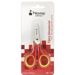 Tijera Nextep NE-139 De 4.5" / Escolar / Punta Roma / Bimaterial / Rojo-Amarillo