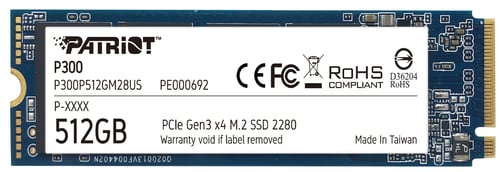 Unidad de Estado Solido M.2 512GB Patriot P300 P300P512GM28 PCIE 3.0, NVME, 2280