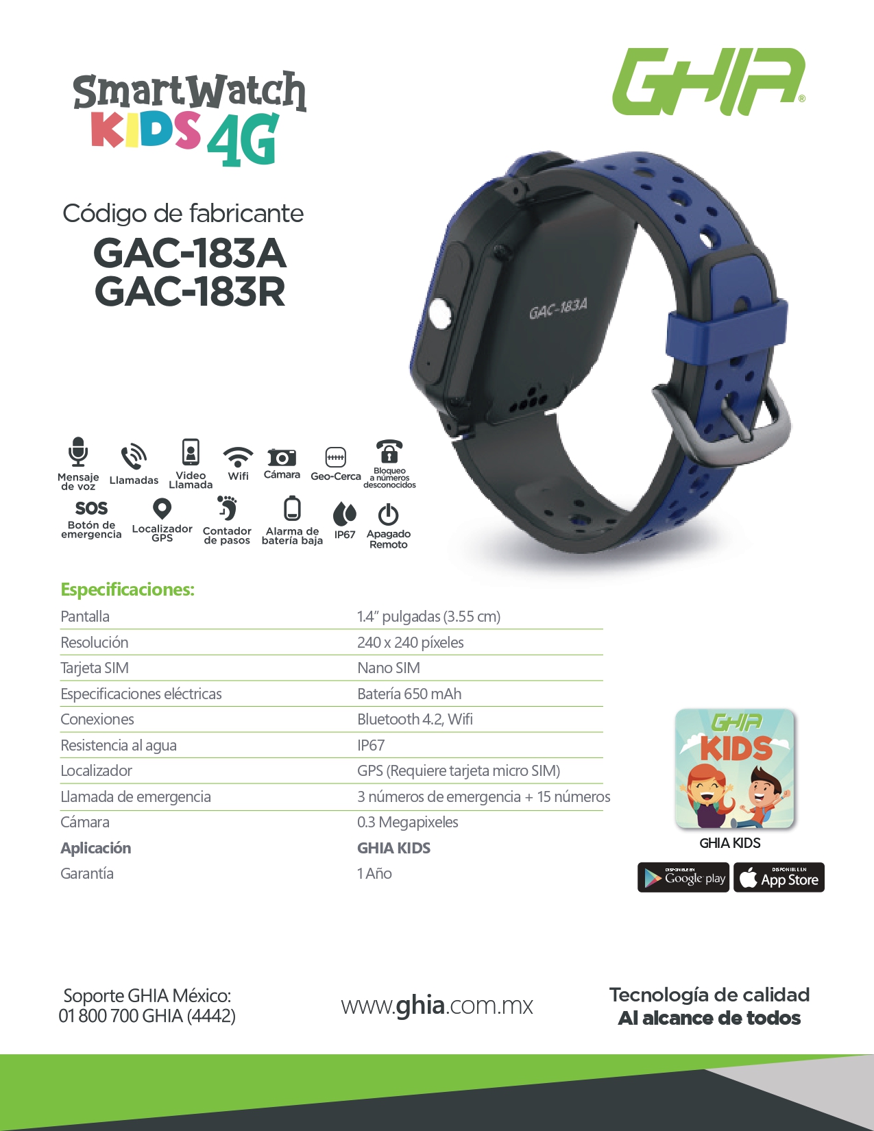 Reloj Ghia Smart Watch Kids 4G Touch/ Rosa-Negro/ Con